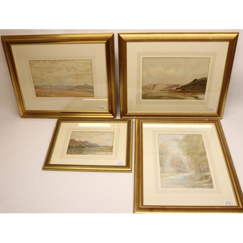 871 - Jas (James) Allan (early C20th): group of four watercolour landscapes of Scottish scenes, all signed... 