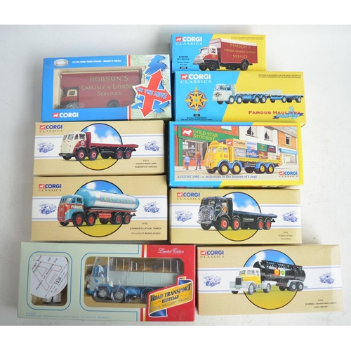 74 - Nine boxed 1/50 scale Corgi limited edition diecast truck models to include 9802 ERF 8 Wheel Rigid A... 