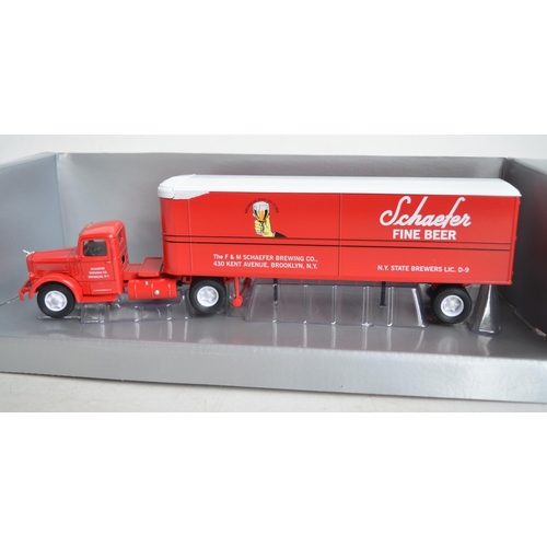 76 - Eight 1/50 scale diecast North American brewers truck models from Corgi and Matchbox to include Corg... 