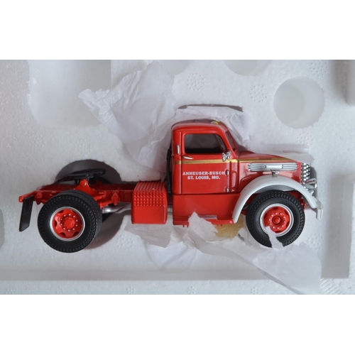 76 - Eight 1/50 scale diecast North American brewers truck models from Corgi and Matchbox to include Corg... 