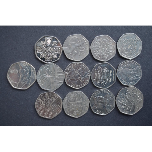 92 - Collection of coins to include 50 pence pieces (D-Day, Beatrix Potter, public libraries, Olympics et... 