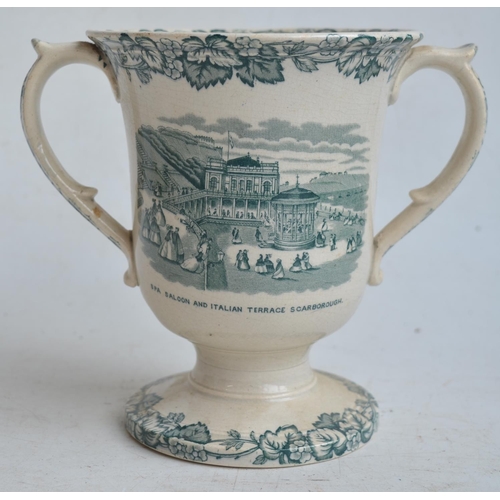 101 - Collection of vintage ceramics to include a Scarborough themed urn with 3 frog figures internally lo... 