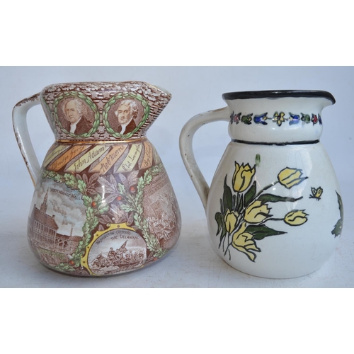 101 - Collection of vintage ceramics to include a Scarborough themed urn with 3 frog figures internally lo... 