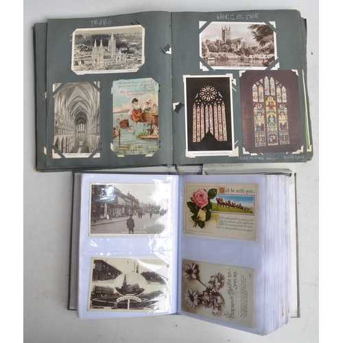 102 - Eight vintage postcard and photo albums containing a large number of photographs including signed ex... 