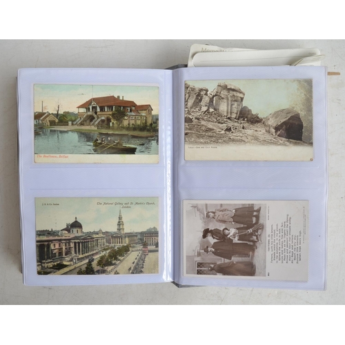 102 - Eight vintage postcard and photo albums containing a large number of photographs including signed ex... 