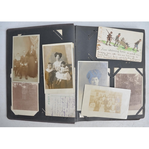 102 - Eight vintage postcard and photo albums containing a large number of photographs including signed ex... 