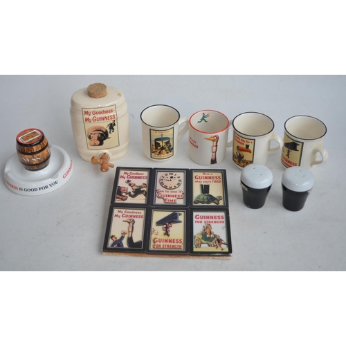 98 - Collection of Guinness related ceramics to include a Minton ashtray, salt and pepper shakers, 4 offi... 