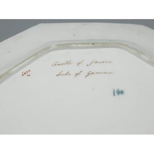 105 - Signed Copeland plate of 'Castle of Froire Lake of Geneva' by W.Birbeck and 4 other plates