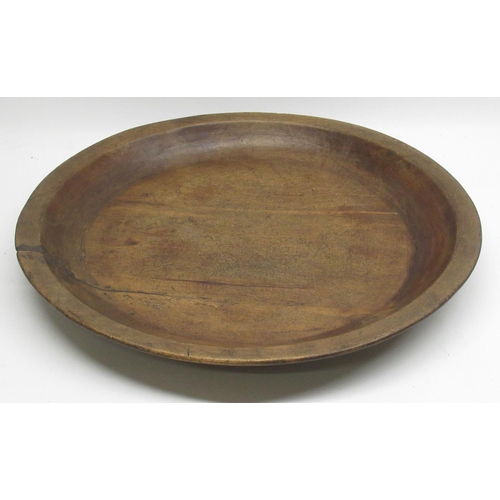 109 - C19th carved wood bowl possibly middle eastern, D48.5cm