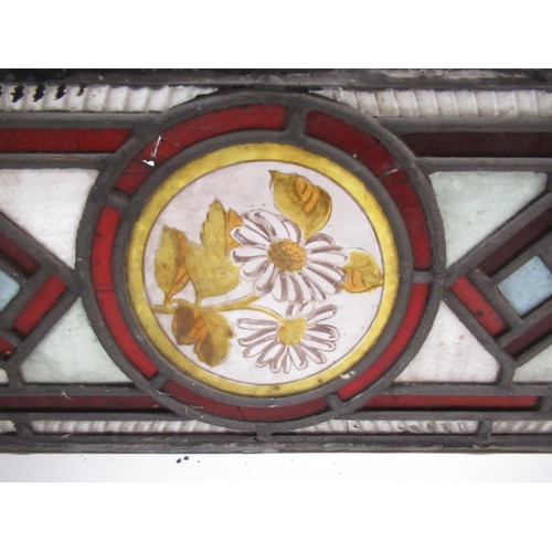 147 - Late Victorian stained glass panel, L132cm x W19cm