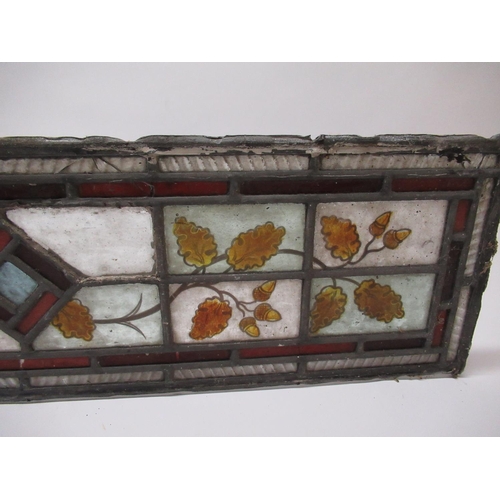 147 - Late Victorian stained glass panel, L132cm x W19cm