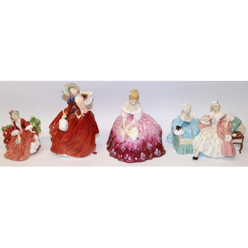 1233 - Four Royal Doulton figures - The Love Letter HN2149, Autumn Breezes HN1934, Victoria HN2471 and Lydi... 