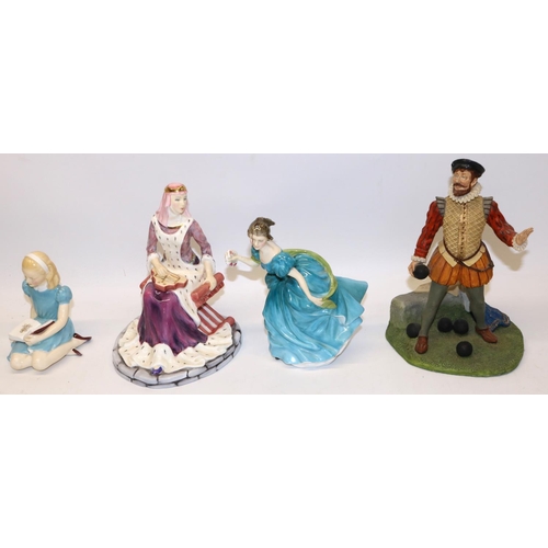 1236 - Four Royal Doulton figures - Margaret of Anjou HN4073 ltd 219/5000, Alice HN2158, Plymouth Hoe HN377... 