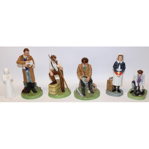 1237 - Six Royal Doulton Classics figures - Country Veterinary HN4650, Fisherman HN4511, Farmer HN4487, Tow... 