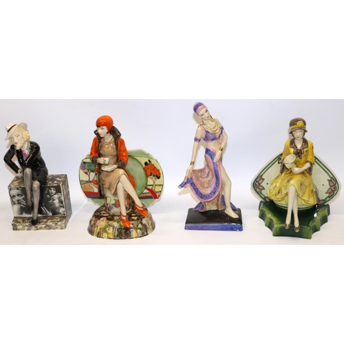 1262 - Four Peggy Davies figures - Marlene A Tribute limited edition 348/500 H23cm, Afternoon Tea limited e... 