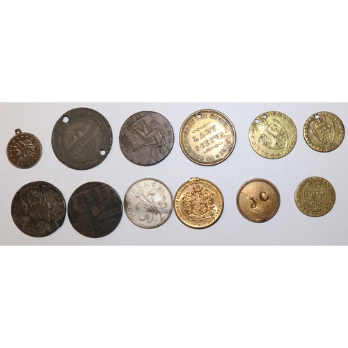 1291 - Small selection of conder tokens, medallions, imitation coinage etc