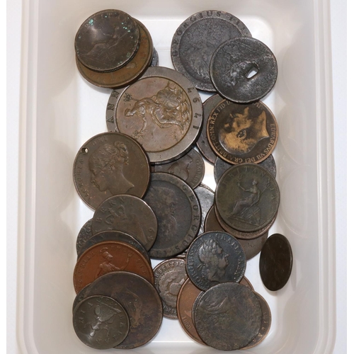 1293 - Selection of C17th to C19th GB and Irish copper coinage incl. Cartwheel twopence, QV 1841 penny etc ... 