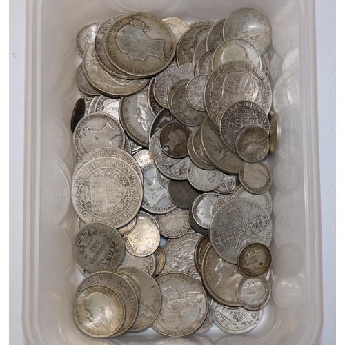 1296 - GB pre-1920 silver coinage, threepence through to double florin, gross 595g