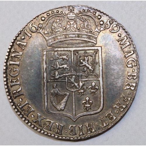 1302 - William and Mary 1689 silver half crown