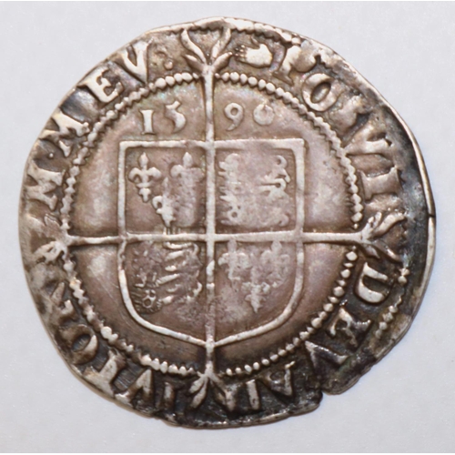 1304 - Elizabeth I silver sixpence c1590, crowned bust left, rose behind, rev: Shield and cross 1590