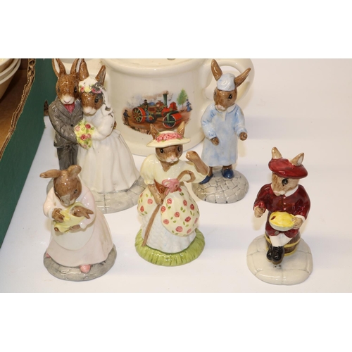 687 - Five Royal Doulton Bunnykins figures - Wedding Day Bunnykins DB287, Mother and Baby Bunnykins DB167,... 