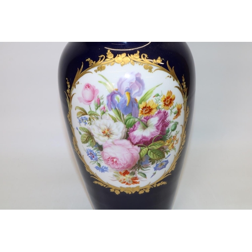 726 - Sevres style porcelain vase, tapering body painted with oval reserve panels of female figures and a ... 