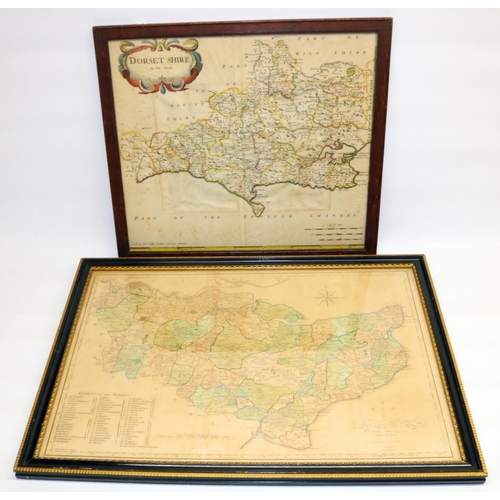 737 - C18th Robert Morden hand coloured map of Dorsetshire by Robert Morden, sold by by Abel Swale, Awnsha... 