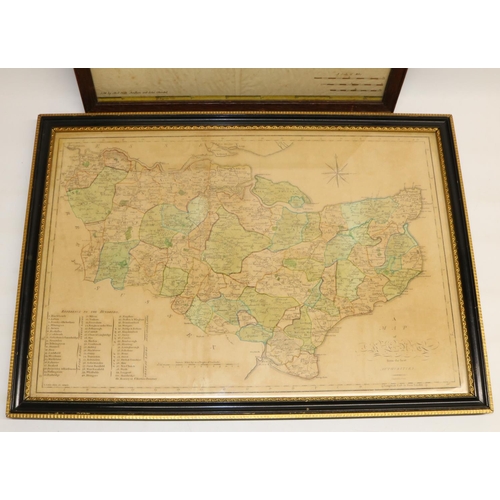 737 - C18th Robert Morden hand coloured map of Dorsetshire by Robert Morden, sold by by Abel Swale, Awnsha... 