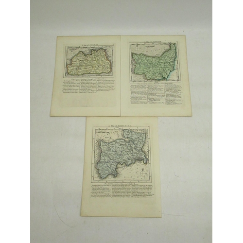 738 - Three C18th unframed Kitchin & Jefferys 'Small English Atlas' maps of Suffolk, Middlesex and Surrey ... 