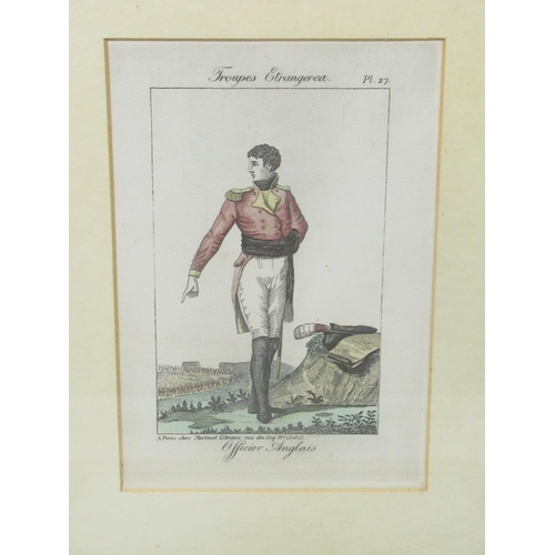 117 - A series of eight coloured Engravings of military uniforms, uniformly framed, 20cm x 13cm