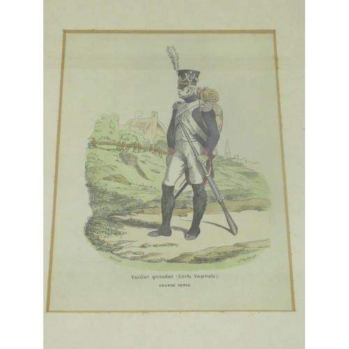 117 - A series of eight coloured Engravings of military uniforms, uniformly framed, 20cm x 13cm