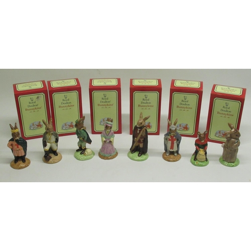 1256 - Eight Royal Doulton Robin Hood Collection Bunnykins figures - Robin Hood DB244, Maid Marion DB245, L... 