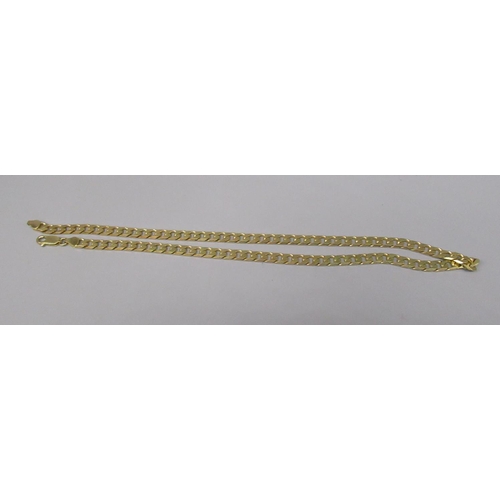 1313 - 9ct yellow gold flat chain link necklace, stamped 375, L 46cm, 29.2g