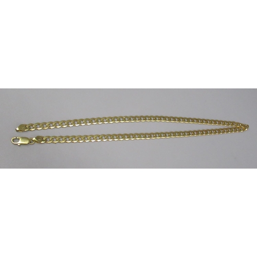 1314 - 9ct yellow gold flat chain link necklace, stamped 375, L 50cm, 30.01g