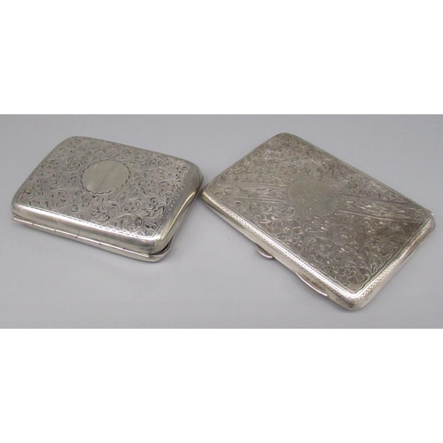 862 - Hallmarked Sterling silver card holder with engraved foliage detail, and a hallmarked Sterling silve... 