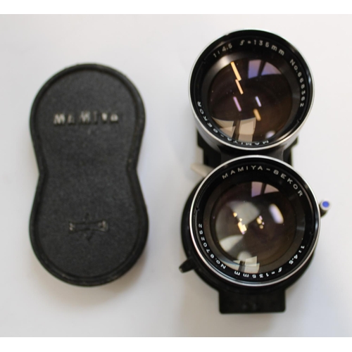 164 - Mamiya Senior 50mm f1:4.5 lens, Mamiya Sekor TLR 135mm f1:4.5 lens, Mamiya Sekor 80mm f1:2.8 lens, M... 