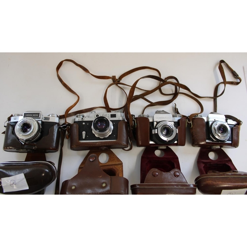 175 - Zeiss Ikon Contaflex camera with leather case, Carl Zeiss Contaflex with f2.8 45mm lens in case, FED... 