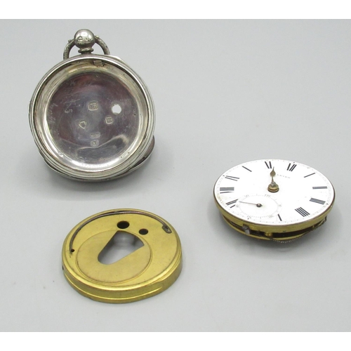 506 - H. Pidduck Hanley - Victorian silver open faced key wound and set pocket watch, white enamel Roman d... 