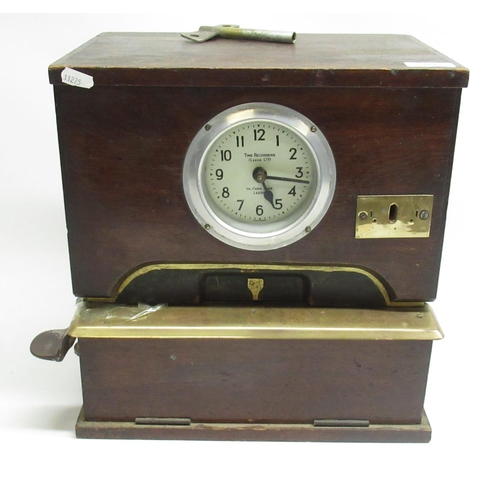 509 - Time Recorders (Leeds Ltd), 75 Park Lane - C20th mahogany and brass clocking in clock, W33cm