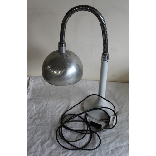 229 - Robert Welch for Lumitron Flexi-Lamp, white circular base with aluminium shade, H95cm max