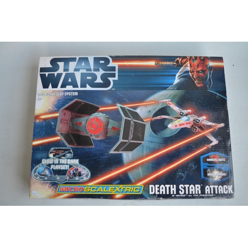 1221 - Incomplete Micro Scalextric Star Wars Death Star Attack slot racing set, A/F