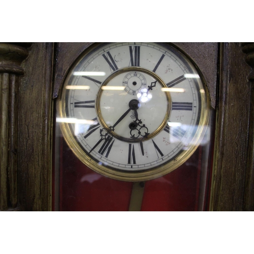 237 - Victorian Vienna style wall clock with Gustav Becker movement in later painted case, and an aneroid ... 