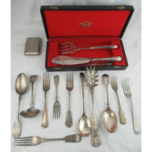 207 - Collection of silver plated items incl. candelabra, tea service, wine cooler, cutlery etc (2 boxes)