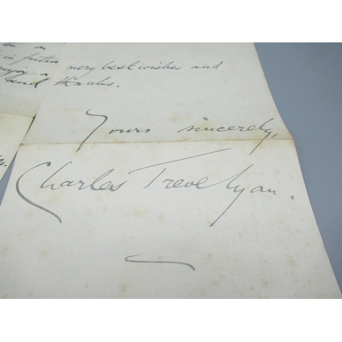 1321 - Sir Charles Trevelyan (Son of Sir George Otto Trevelyan) -addressed to 'Worsnop', dated Oct. 22. 192... 