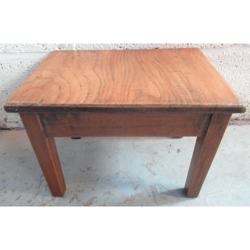 631 - Pair of C20th oak rectangular occasional tables, on shaped square supports joined by an undertier, W... 