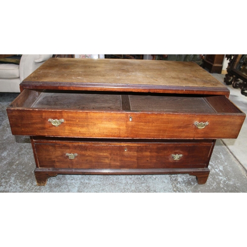 270 - Geo111 mahogany chest of three long drawers on bracket feet, W123cm D61cm H80cm