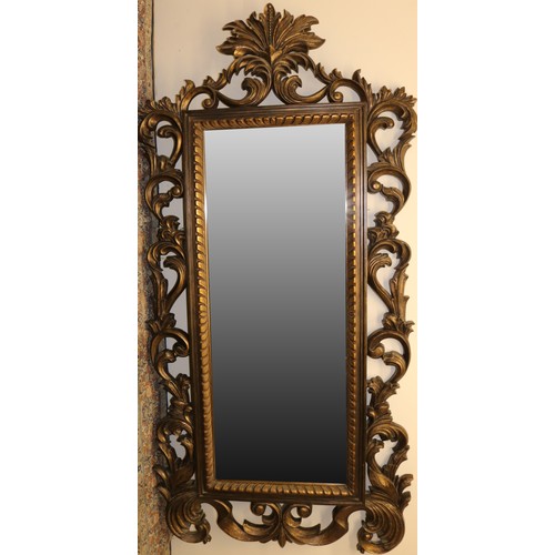 675 - Large Geo. 111 style gilt scroll framed mirror, H270cm W130cm