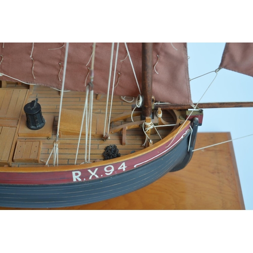 123 - Large static wooden model of The Hastings fishing lugger RX94, built from the vintage and discontinu... 