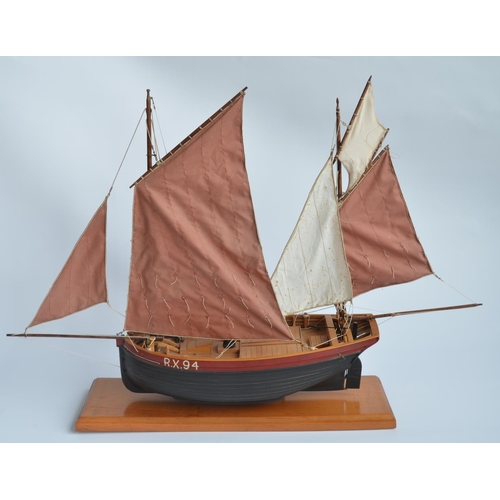 123 - Large static wooden model of The Hastings fishing lugger RX94, built from the vintage and discontinu... 