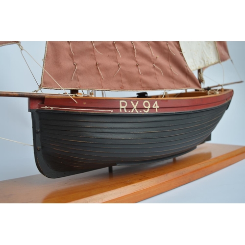 123 - Large static wooden model of The Hastings fishing lugger RX94, built from the vintage and discontinu... 